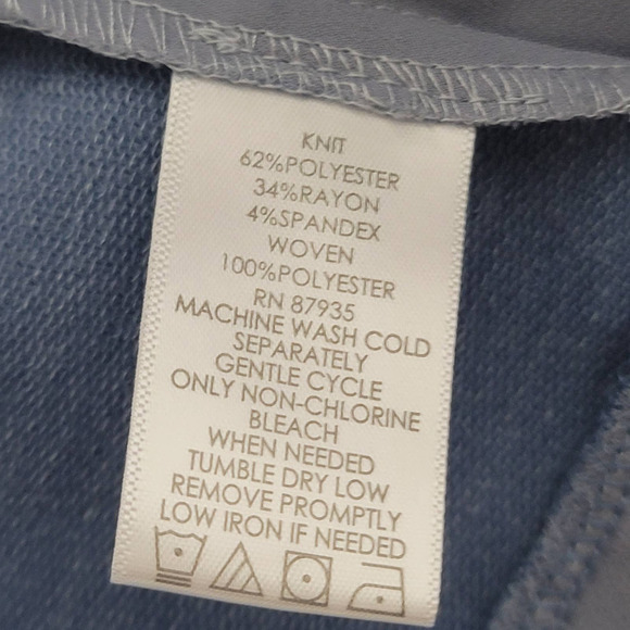 LOGO Lounge Cardigan XS Blue Open Front Terry Chiffon Swiss Dot Layered‎ Panels - Picture 4 of 6